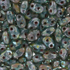 Matubo MiniDuo Perlen 4x2.5mm Aquamarine - picasso